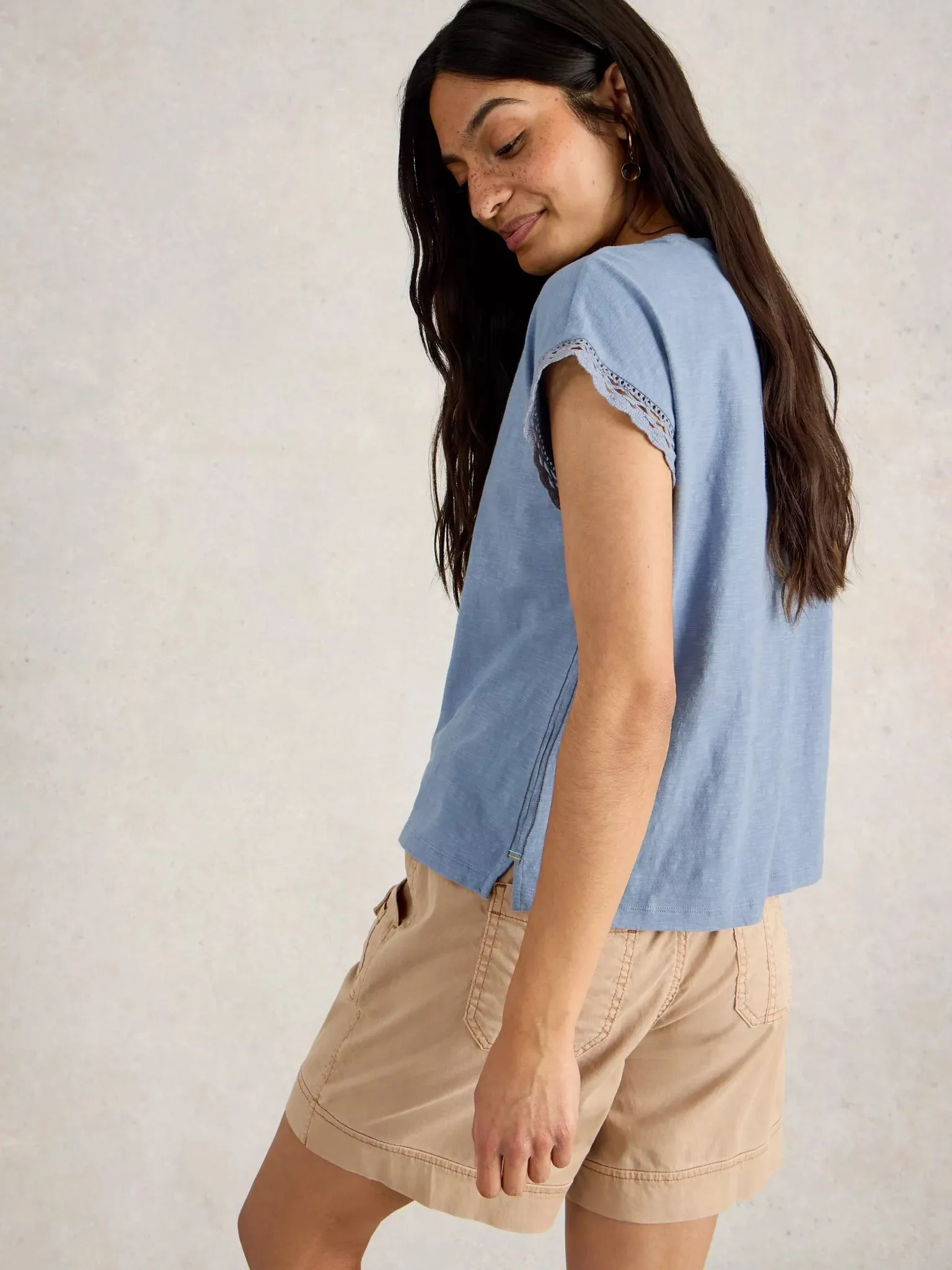 White Stuff Claudia Trim Tee - Mid Blue sold by Boutique with Grace product image thumbnail 4