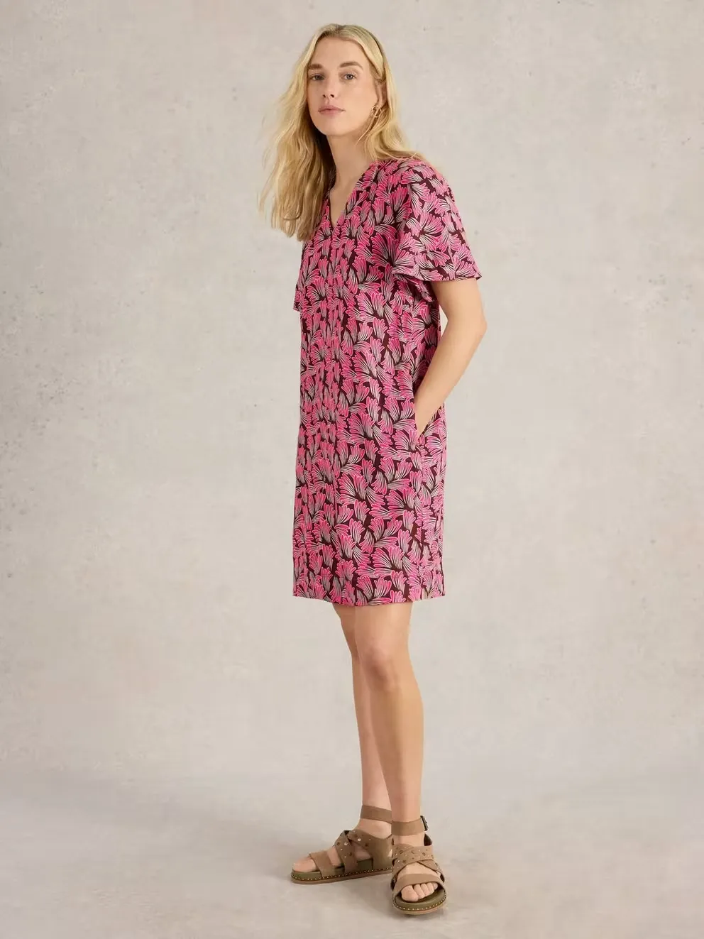 White Stuff Lindsay Linen Blend Dress - Pink Print sold by Boutique with Grace product image thumbnail 2
