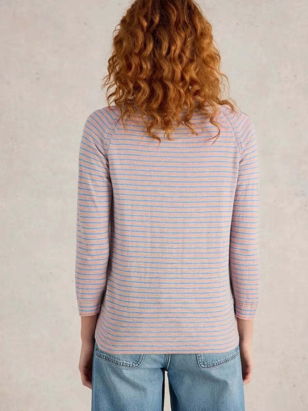 White Stuff Naria Stripe Linen Blend Cardi - Natural sold by Boutique with Grace product image thumbnail 4