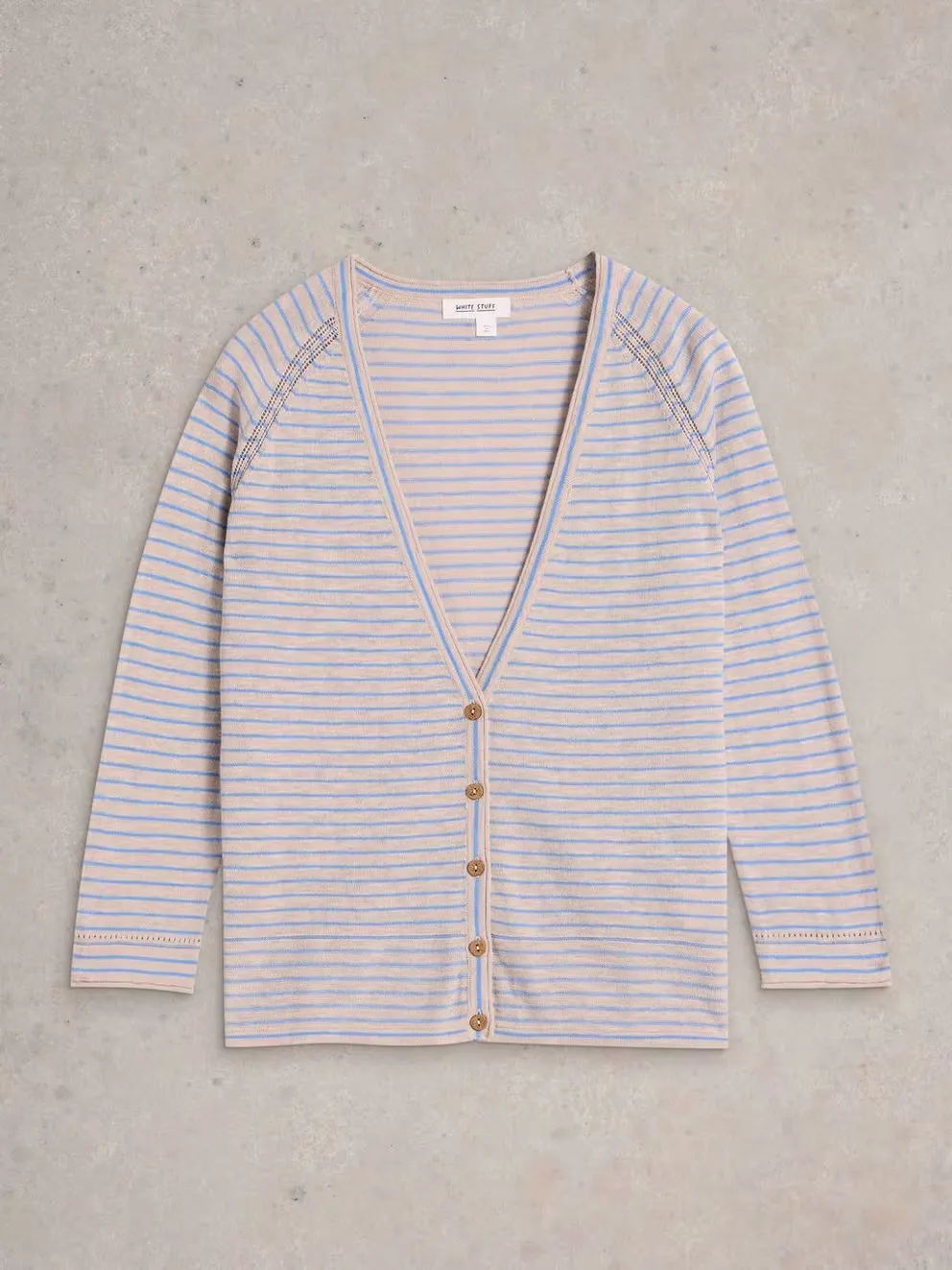 White Stuff Naria Stripe Linen Blend Cardi - Natural sold by Boutique with Grace product image thumbnail 5