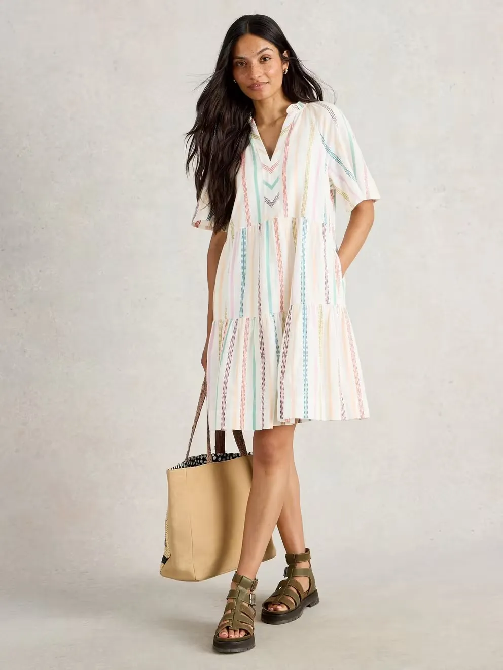White Stuff Sophia Stripe Dress - Natural Multi sold by Boutique with Grace product image thumbnail 2