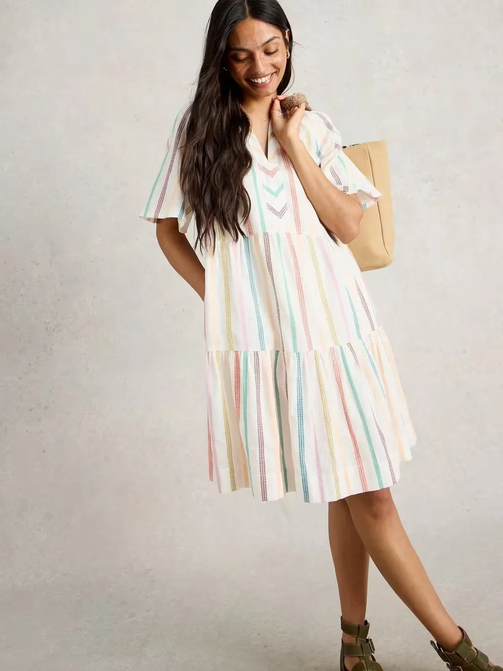 White Stuff Sophia Stripe Dress - Natural Multi sold by Boutique with Grace