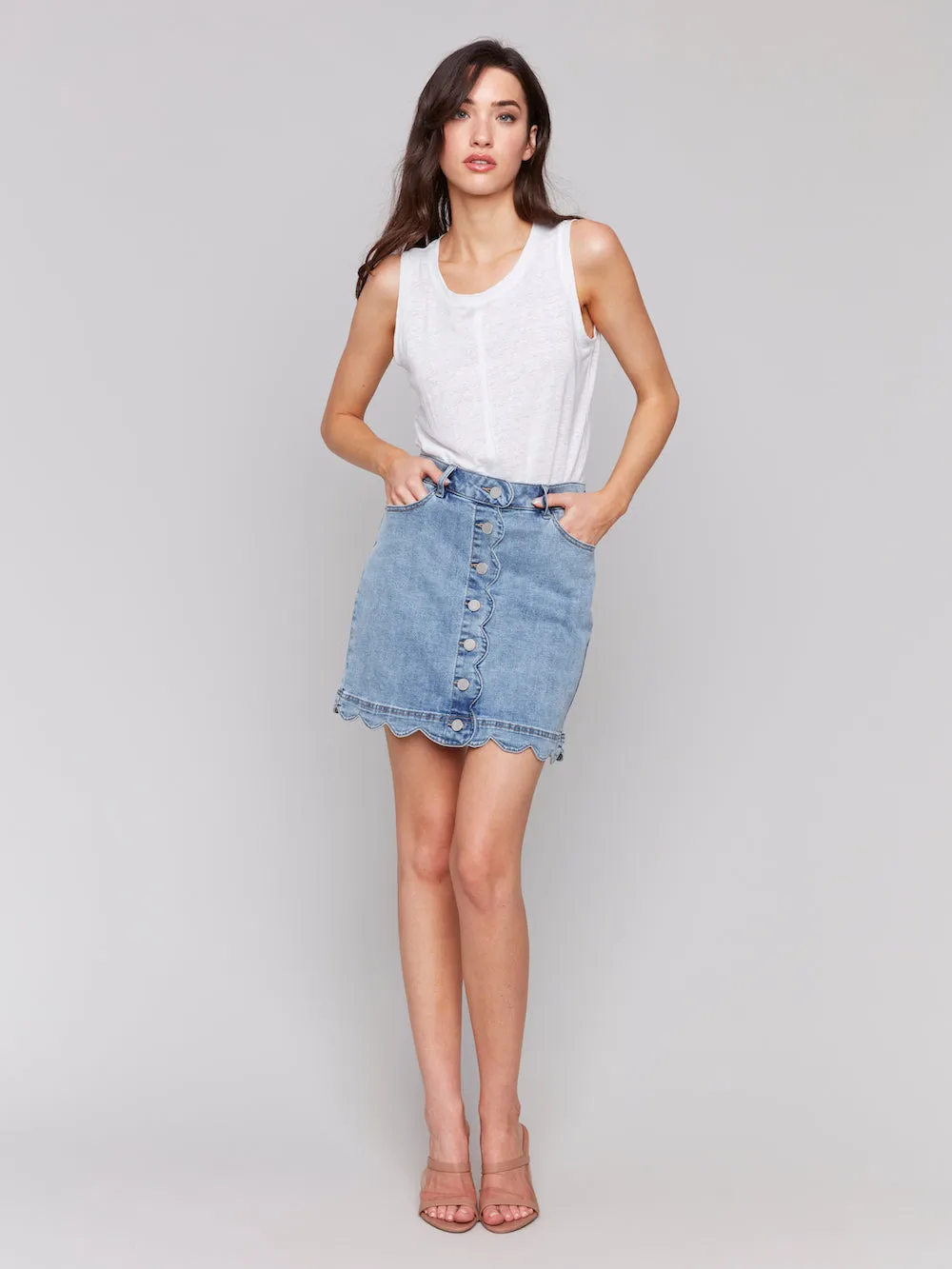 Charlie B Scalloped Skirt - Light Blue sold by Boutique with Grace product image thumbnail 5