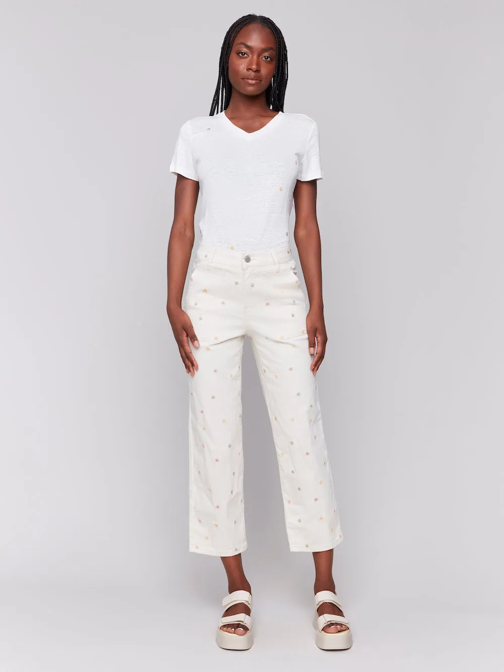 Charlie B Ryanne Embroidered Pant - Natural sold by Boutique with Grace