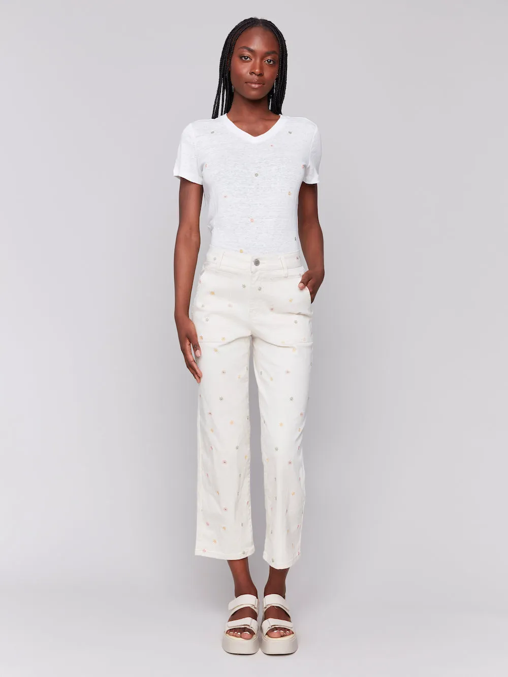 Charlie B Ryanne Embroidered Pant - Natural sold by Boutique with Grace product image thumbnail 2