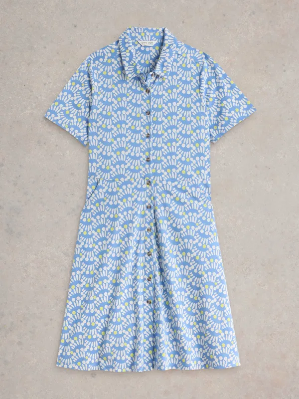 White Stuff Ria Jersey Shirt Dress - Blue Print sold by Boutique with Grace