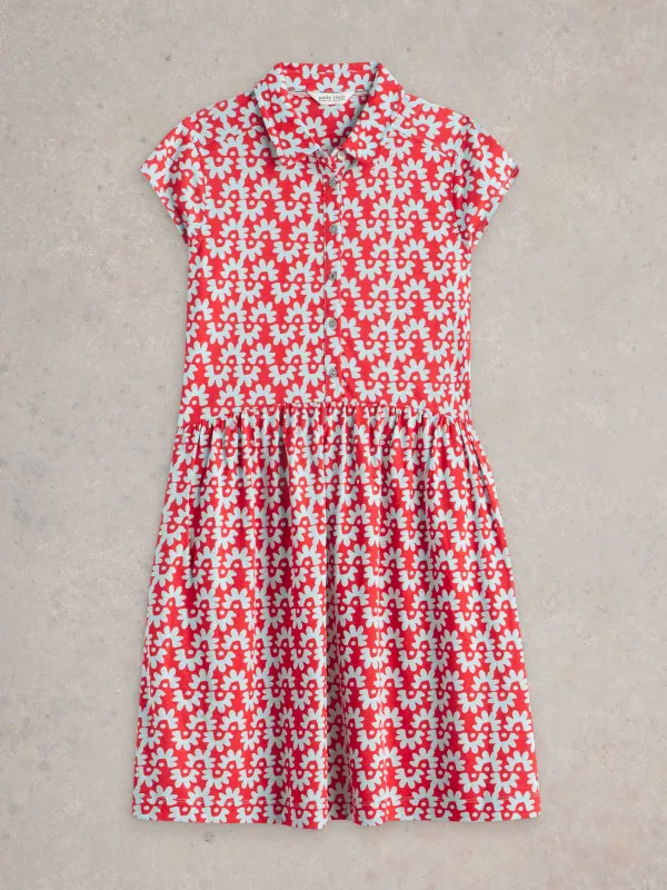 White Stuff Everly Jersey Shirt Dress - Red Print sold by Boutique with Grace