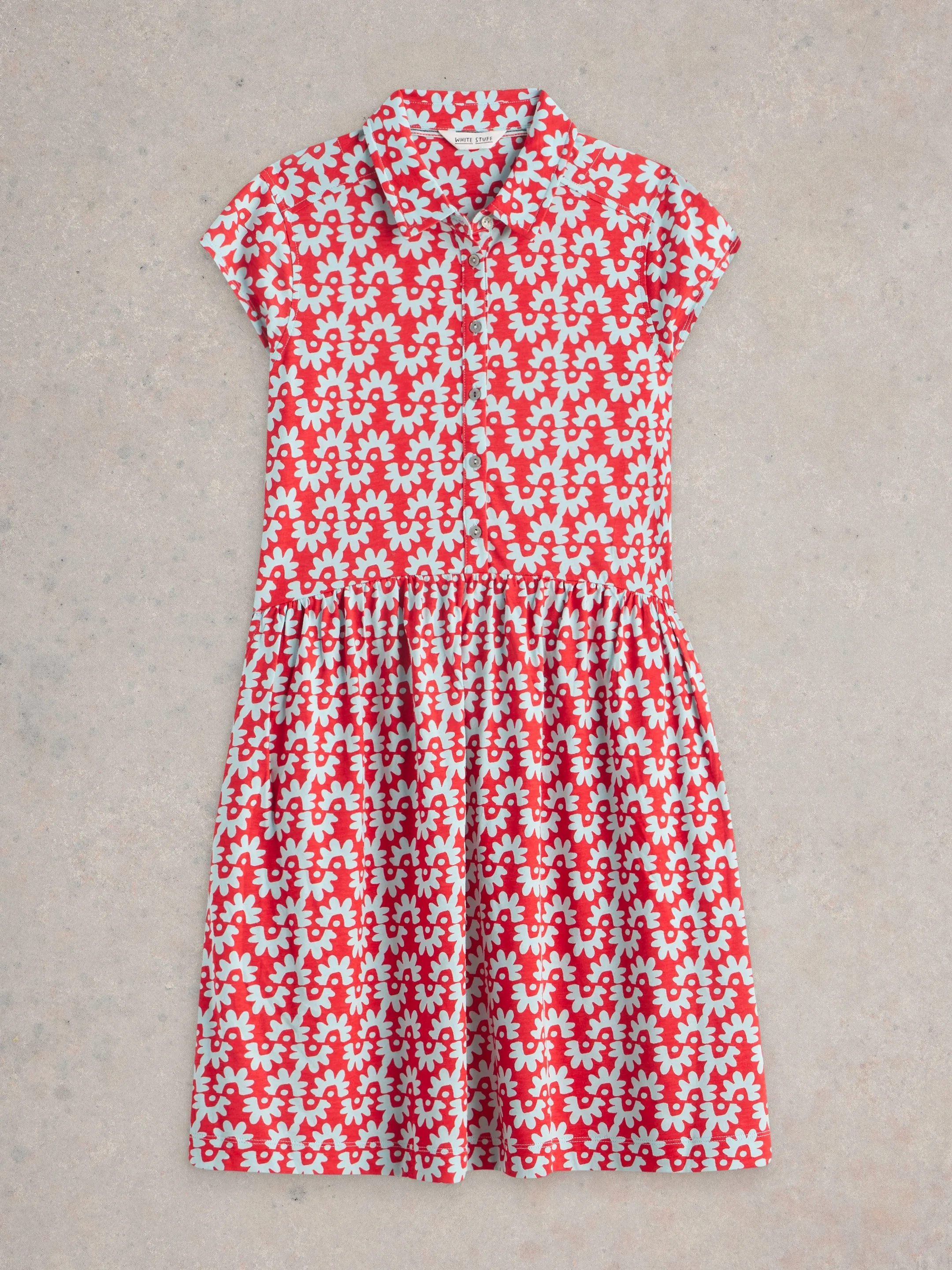 White Stuff Everly Jersey Shirt Dress - Red Print sold by Boutique with Grace