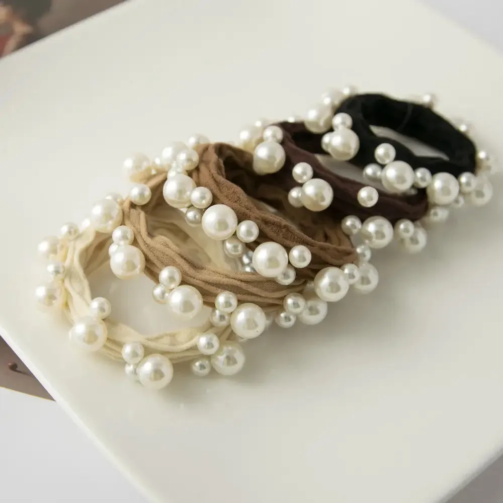 Adorro Textured Pearl Hairties (5) sold by Boutique with Grace
