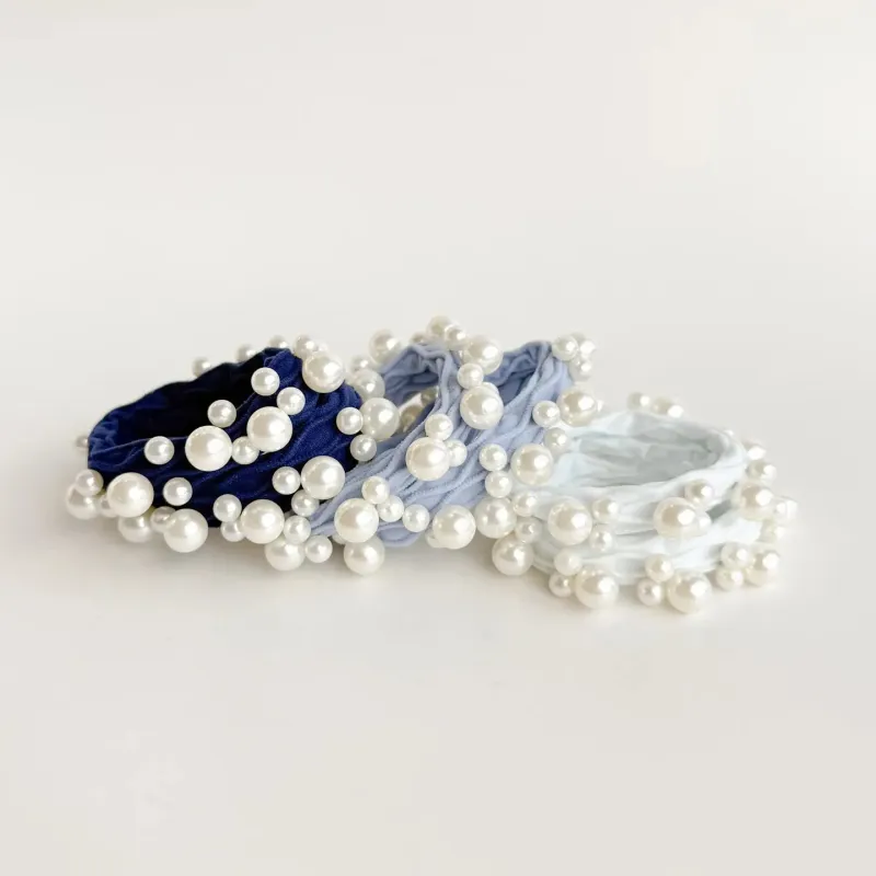 Adorro Seamless Pearl Hairties (6) - Coastal sold by Boutique with Grace