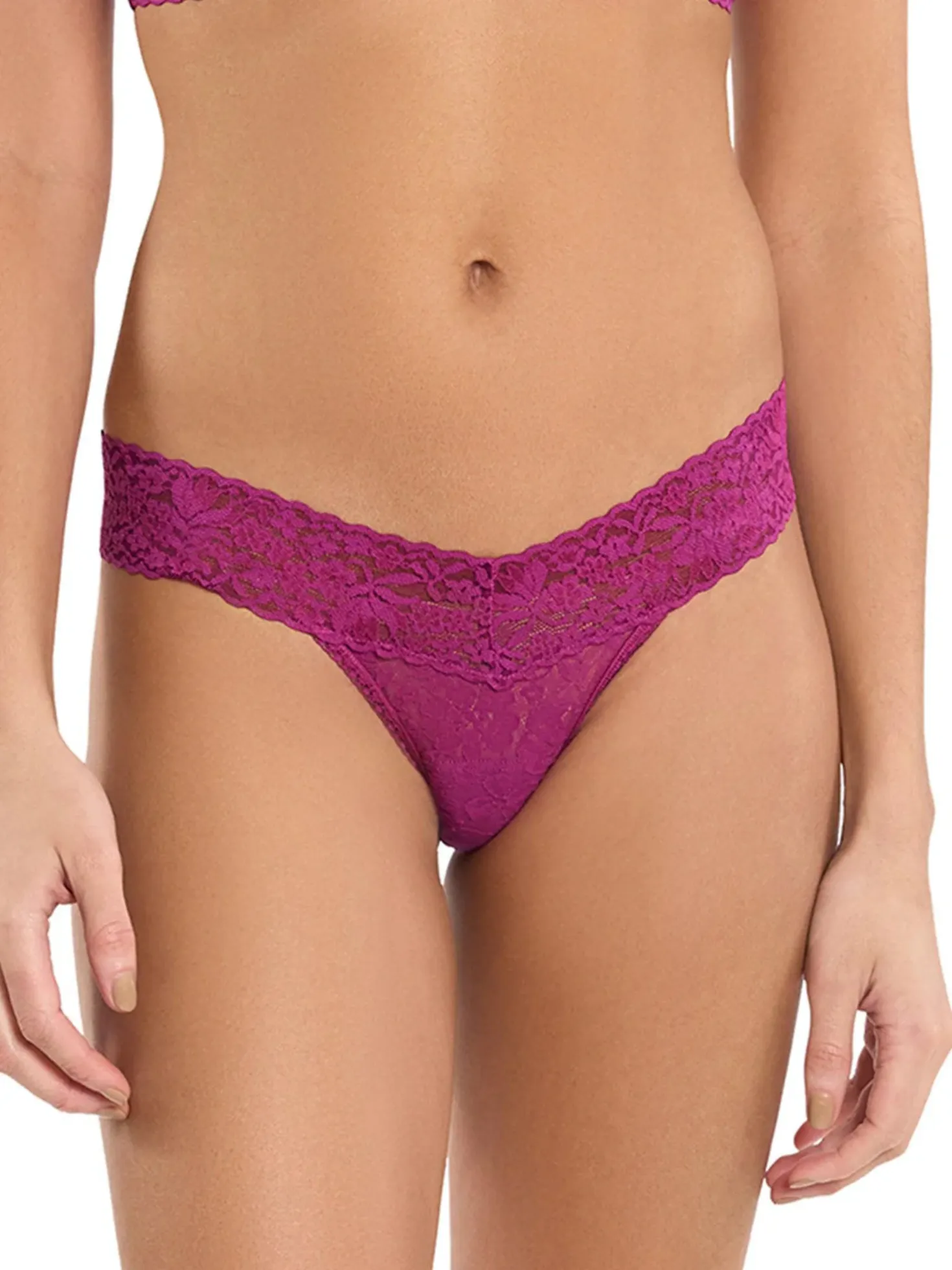 Hanky Panky Flora Lace Low Rise Thong - Picking Plums sold by Boutique with Grace