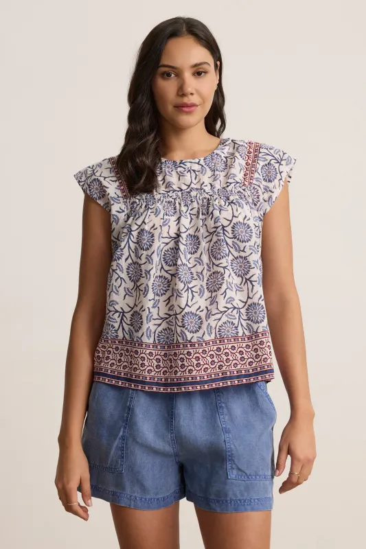 Velvet Selene Block Print Top - Cream Floral sold by Boutique with Grace