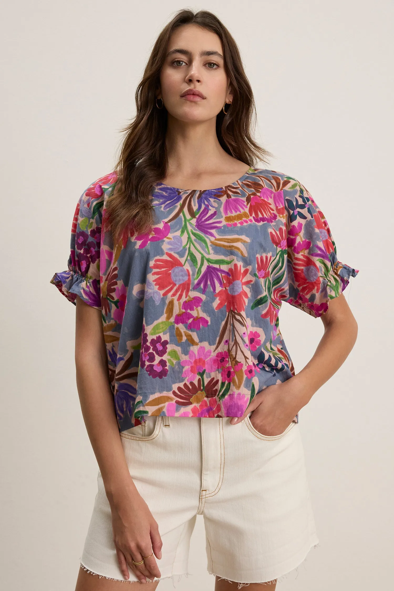 Velvet Delilah Printed Voile Top - Tahiti sold by Boutique with Grace