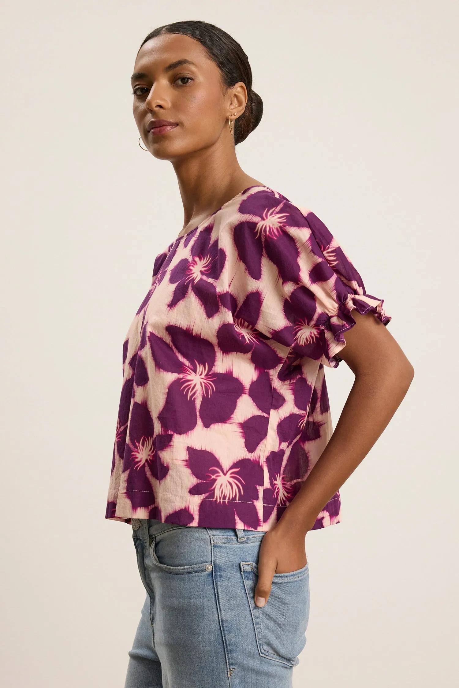 Velvet Delilah Printed Voile Top - Berry sold by Boutique with Grace product image thumbnail 2