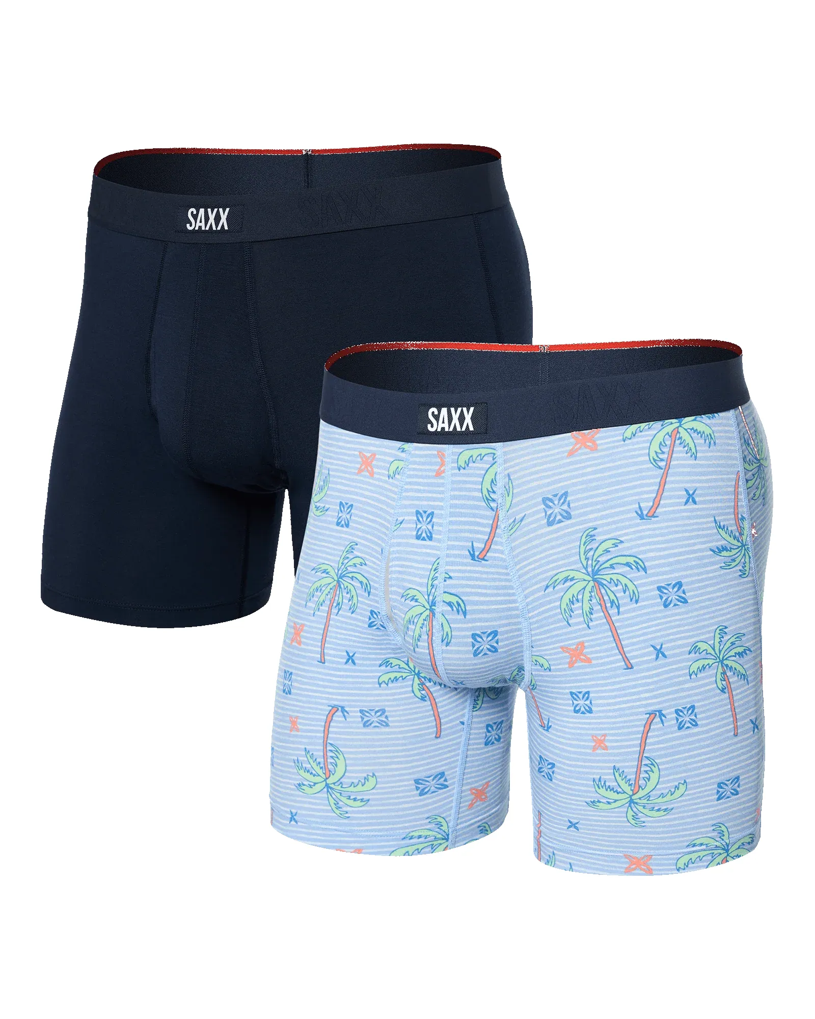 Saxx Vibe Xtra Boxer Brief Fly 2 Pack - Palmtastic Navy sold by Boutique with Grace