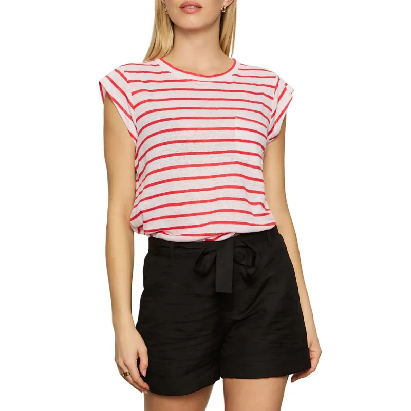 Sanctuary Relaxed Cap Sleeve Tee - Cayenne Stripe sold by Boutique with Grace