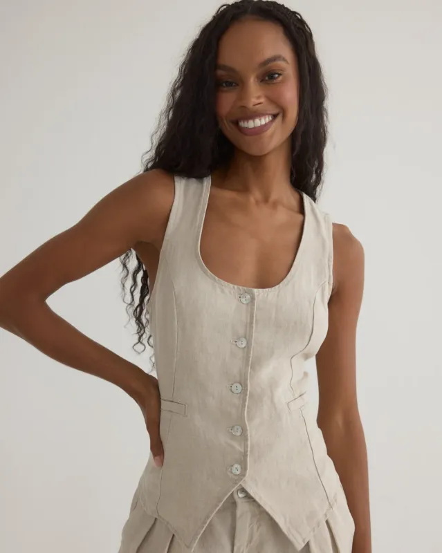 Bella Dahl Scoop Neck Vest - Linen Sand sold by Boutique with Grace