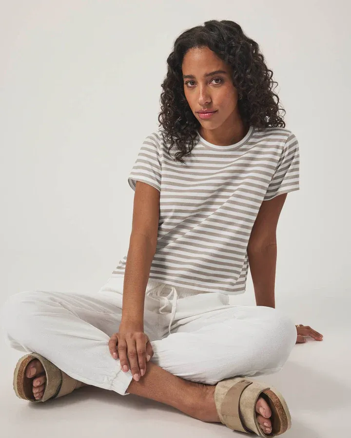 Splendid Louisa Stripe SS Tee - Fawn Stripe sold by Boutique with Grace product image thumbnail 4