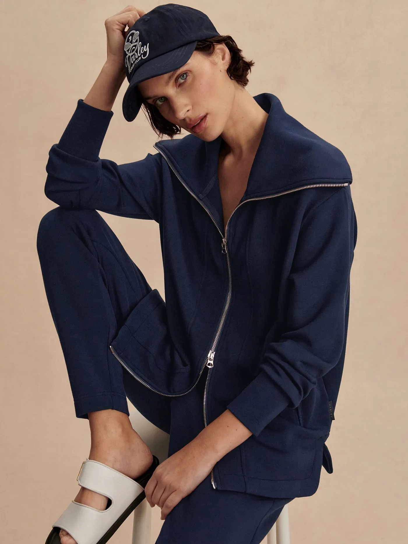 Varley Raleigh Zip-Through Sweater - Navy sold by Boutique with Grace product image thumbnail 3