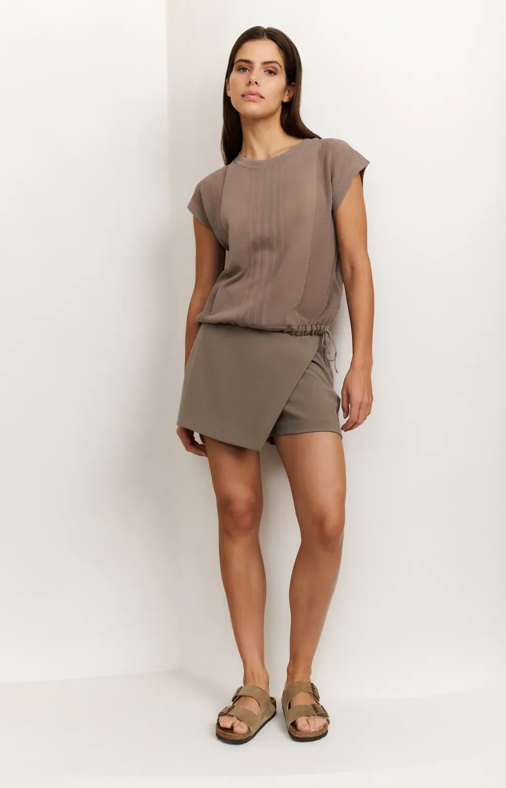 Yaya Woven Mini Skort - Greyish Brown sold by Boutique with Grace product image thumbnail 2