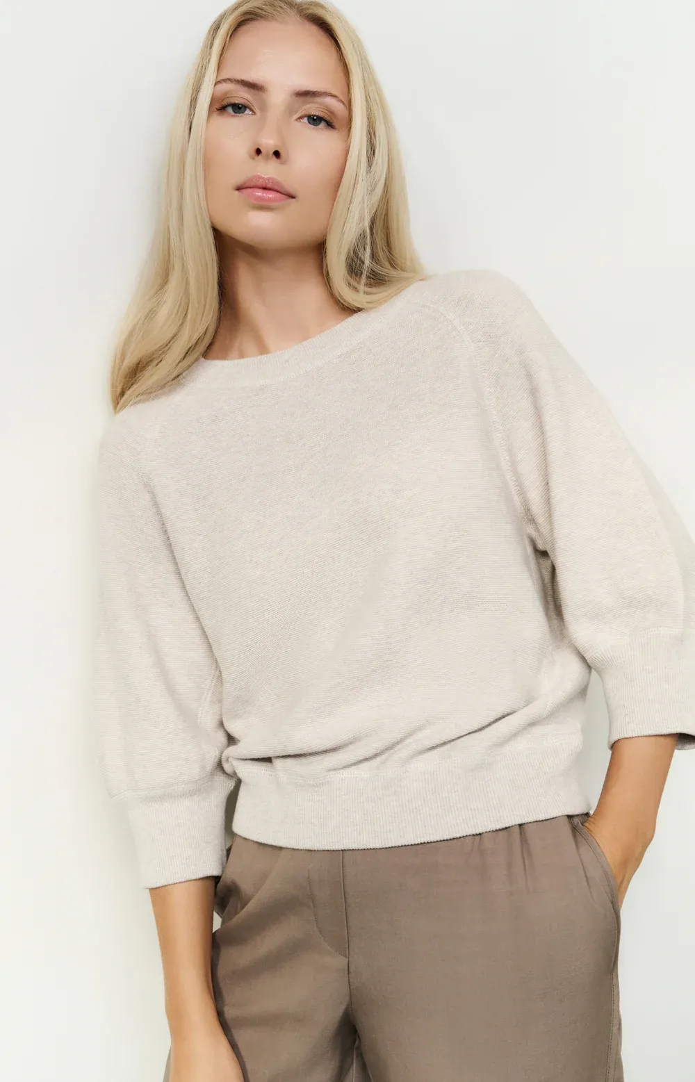 Yaya Raglan Sleeve Sweater - Milk Brown Melange sold by Boutique with Grace