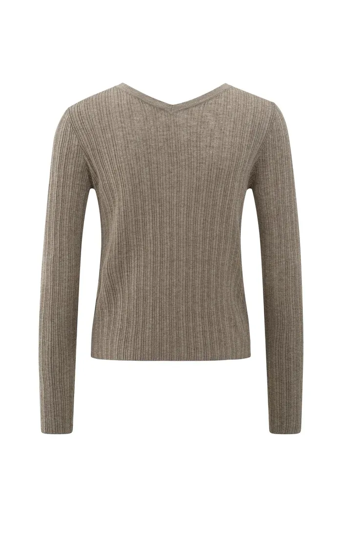 Yaya Fine Rib Cardi - Grey Brown Melange sold by Boutique with Grace product image thumbnail 5