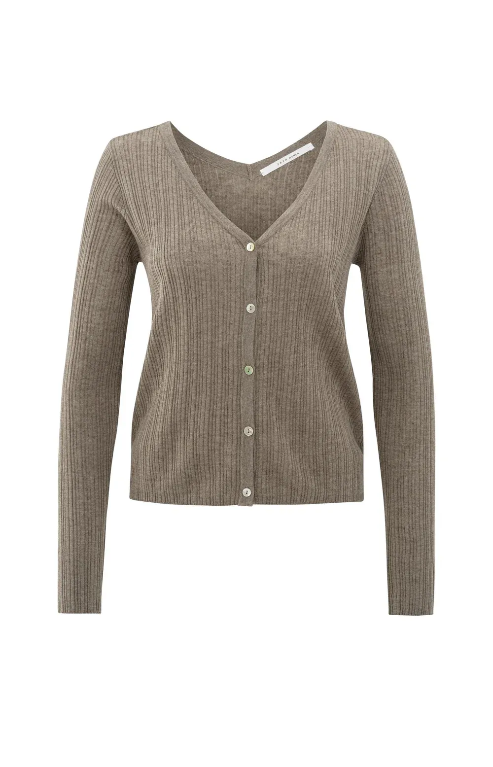 Yaya Fine Rib Cardi - Grey Brown Melange sold by Boutique with Grace product image thumbnail 4