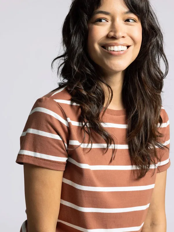 Thread & Supply Asher Tee - Brown/White sold by Boutique with Grace