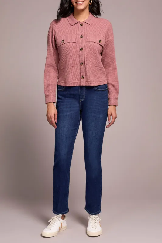 Tribal Violet Crop Shacket - Dark Toffee sold by Boutique with Grace