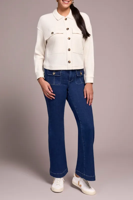 Tribal Violet Crop Shacket - Eggshell sold by Boutique with Grace