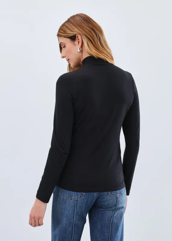 FDJ LS Mock Neck Top - Black sold by Boutique with Grace