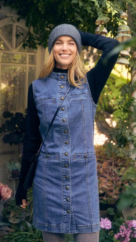 FDJ Long Denim Vest - Medium Blue sold by Boutique with Grace