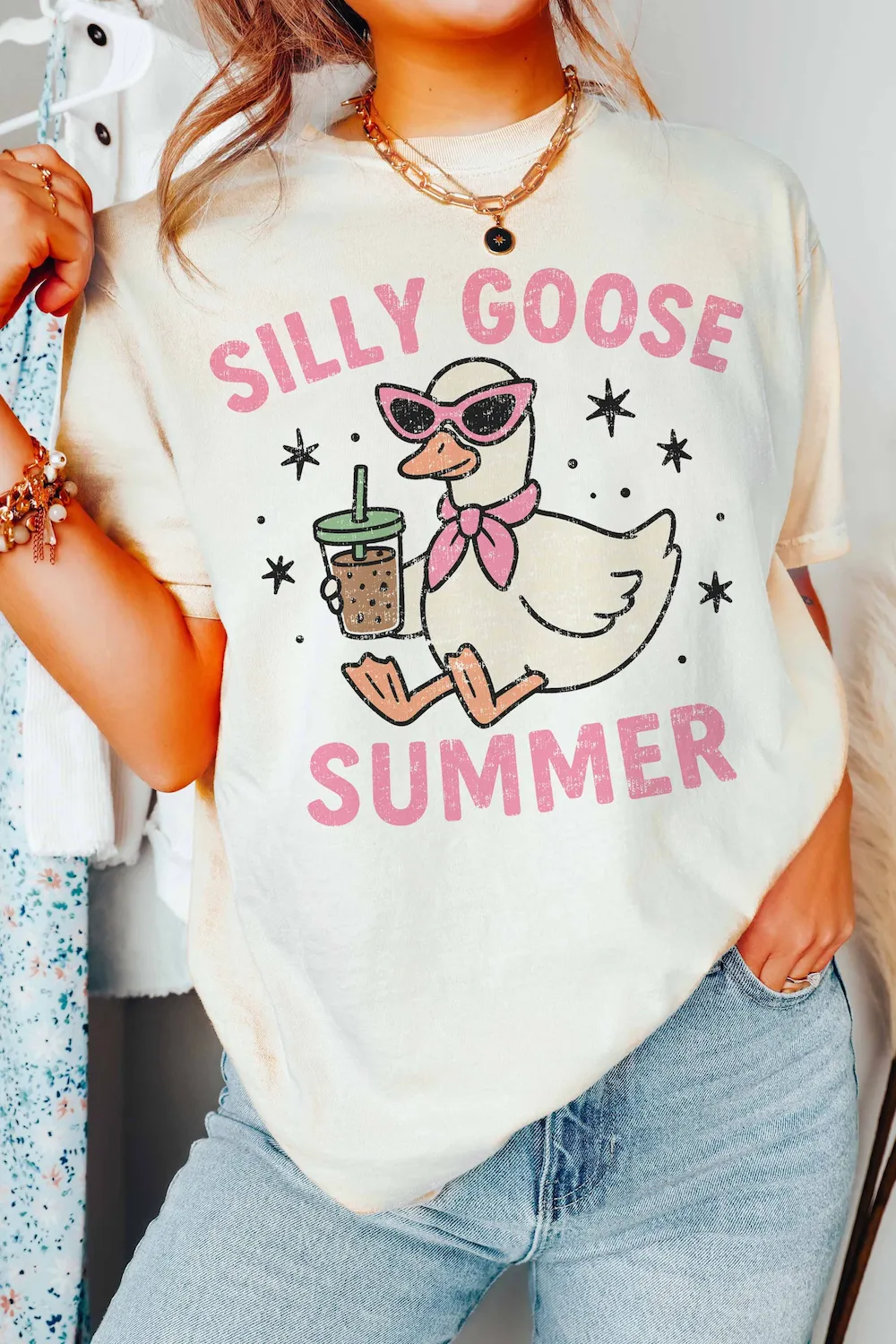 WKNDER Silly Goose Summer Tee - Ivory sold by Boutique with Grace