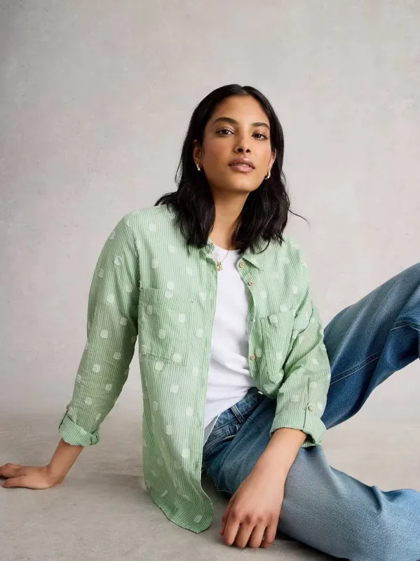 White Stuff Sophie Organic Cotton Shirt - Green Multi sold by Boutique with Grace