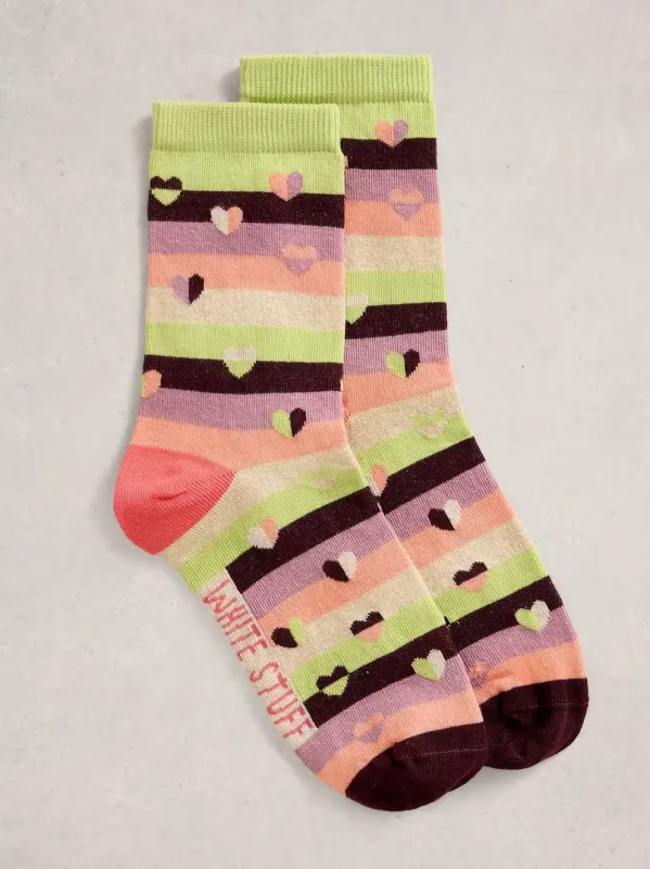 White Stuff Patterned Ankle Sock - Green Mutli sold by Boutique with Grace