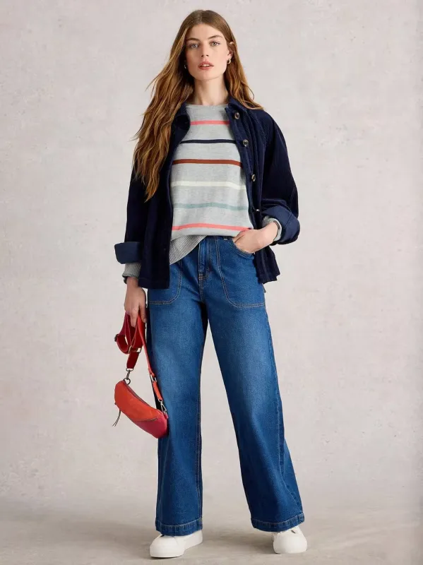 White Stuff Olive Stripe Jumper - Grey Multi sold by Boutique with Grace