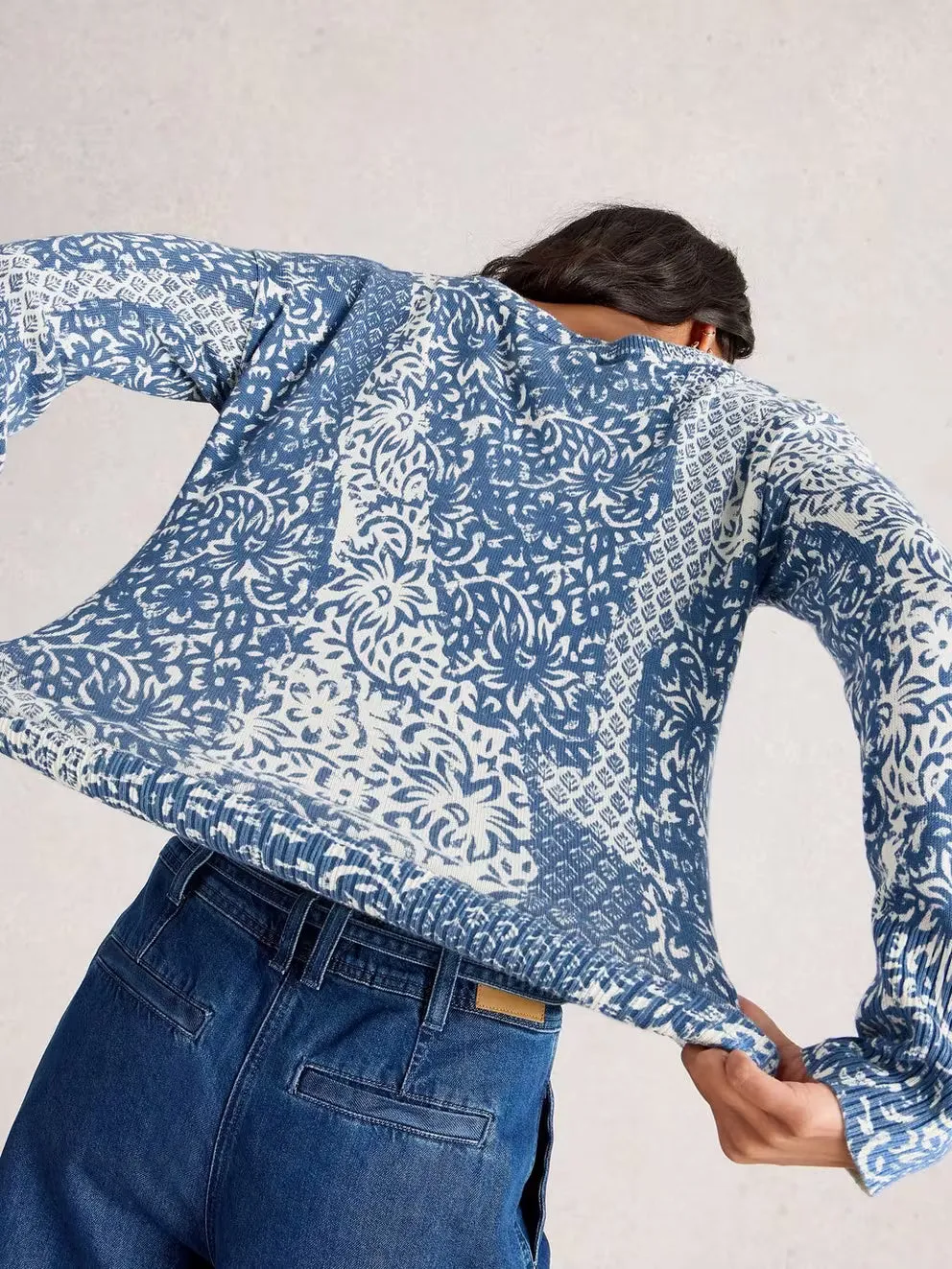 White Stuff Olive Print Jumper - Blue sold by Boutique with Grace product image thumbnail 3