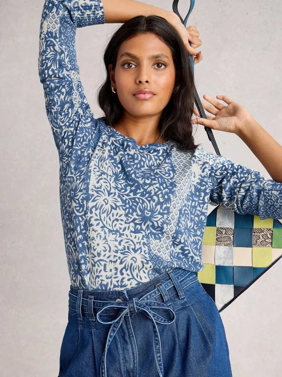 White Stuff Olive Print Jumper - Blue sold by Boutique with Grace product image thumbnail 2