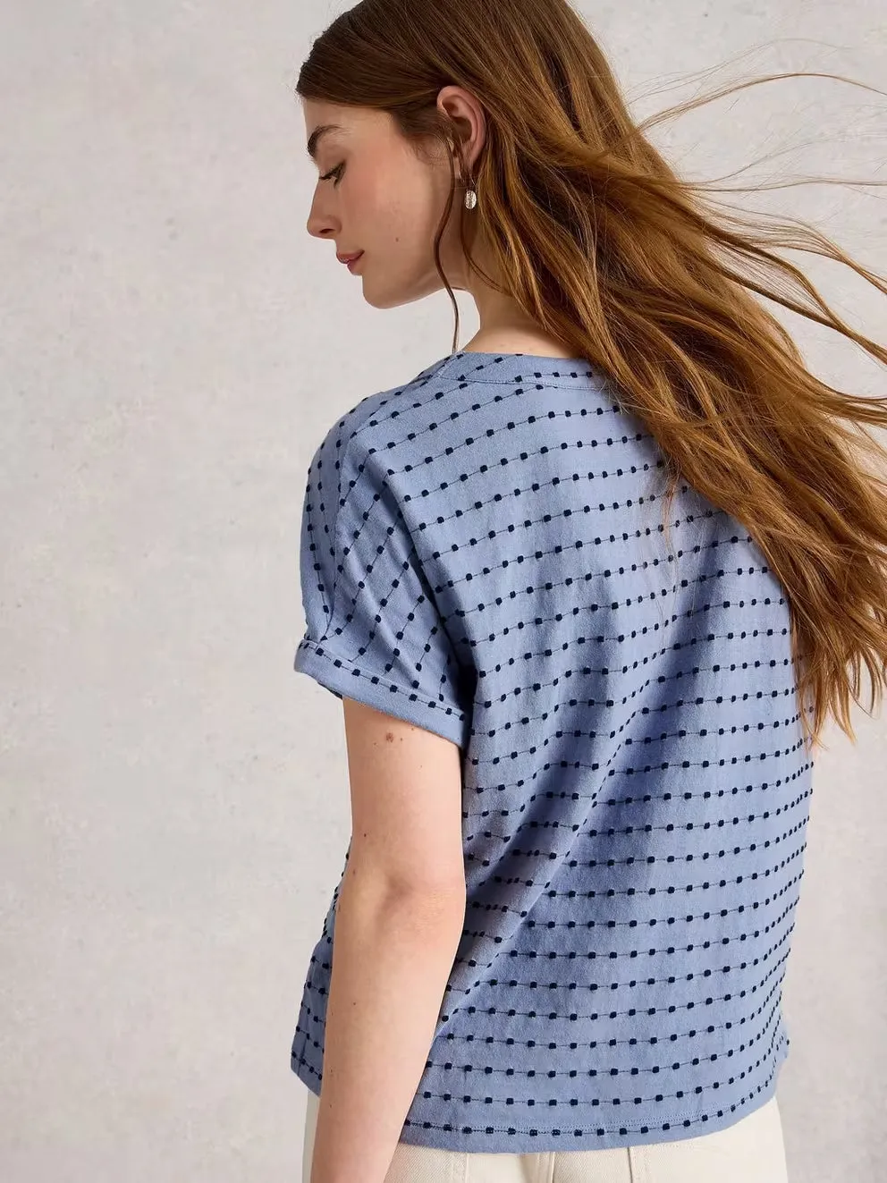 White Stuff Embroidered Stripe Tee - Blue Multi sold by Boutique with Grace product image thumbnail 2