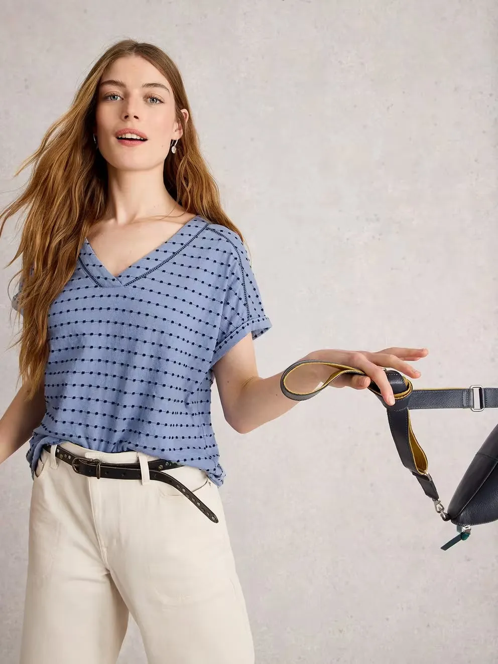 White Stuff Embroidered Stripe Tee - Blue Multi sold by Boutique with Grace