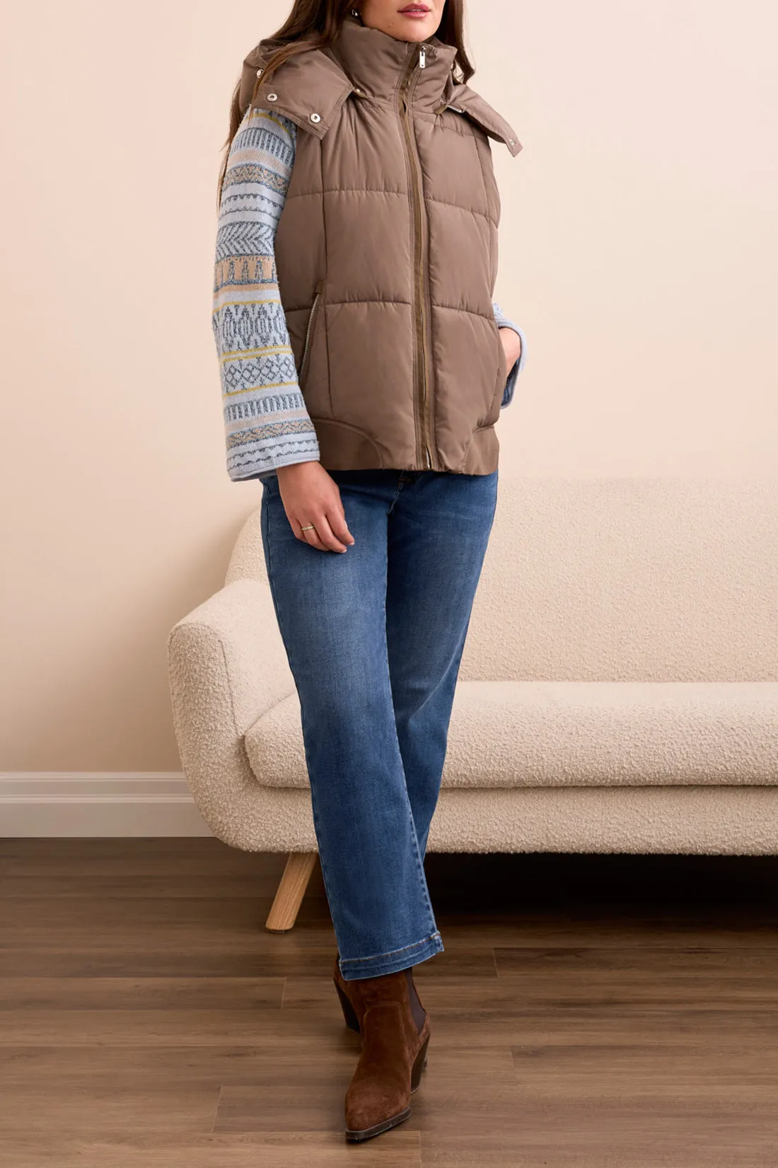 Tribal Quilted Vest - Fossil sold by Boutique with Grace