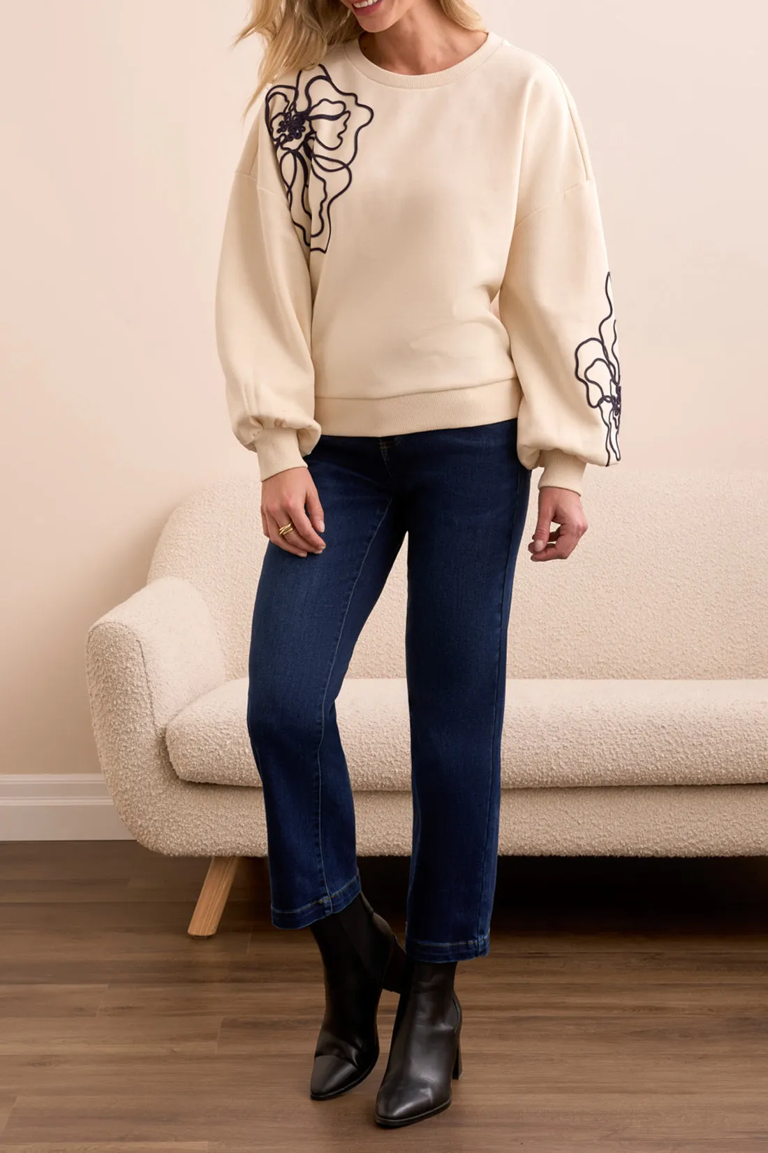 Tribal Mary Embroidered Crew Neck - Moonstone sold by Boutique with Grace product image thumbnail 2
