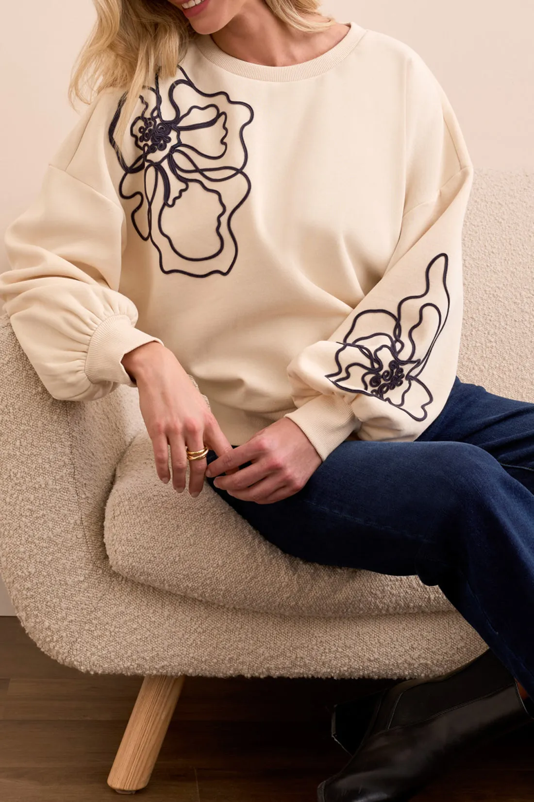 Tribal Mary Embroidered Crew Neck - Moonstone sold by Boutique with Grace product image thumbnail 3
