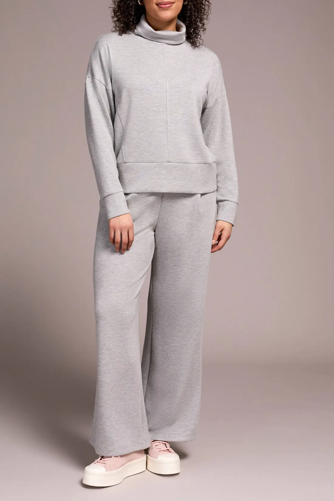 Tribal Georgia Funnel Neck Top - Light Grey Mix sold by Boutique with Grace