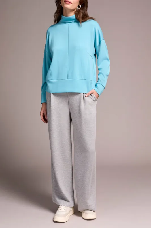 Tribal Georgia Funnel Neck Top - Mist Blue made by Tribal