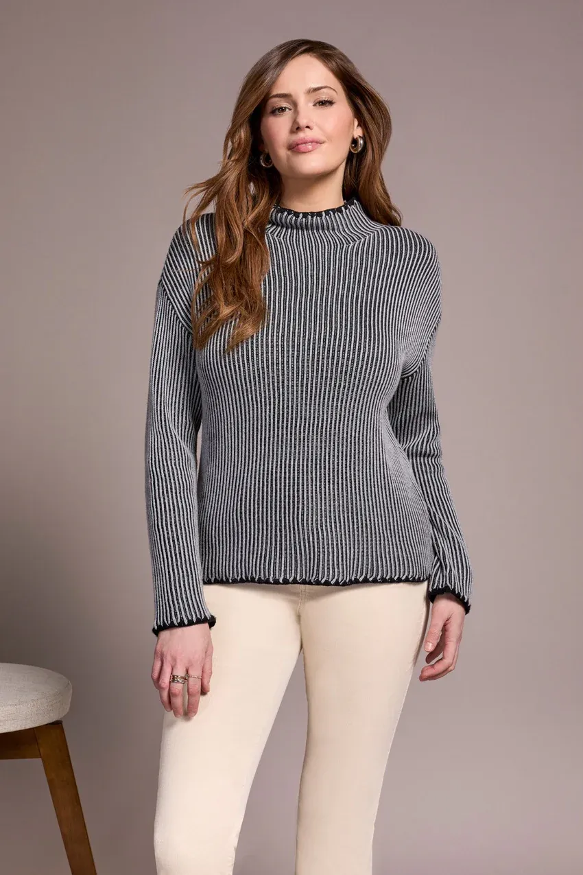 Tribal Flora Funnel Neck Sweater - Grey Mix sold by Boutique with Grace product image thumbnail 2
