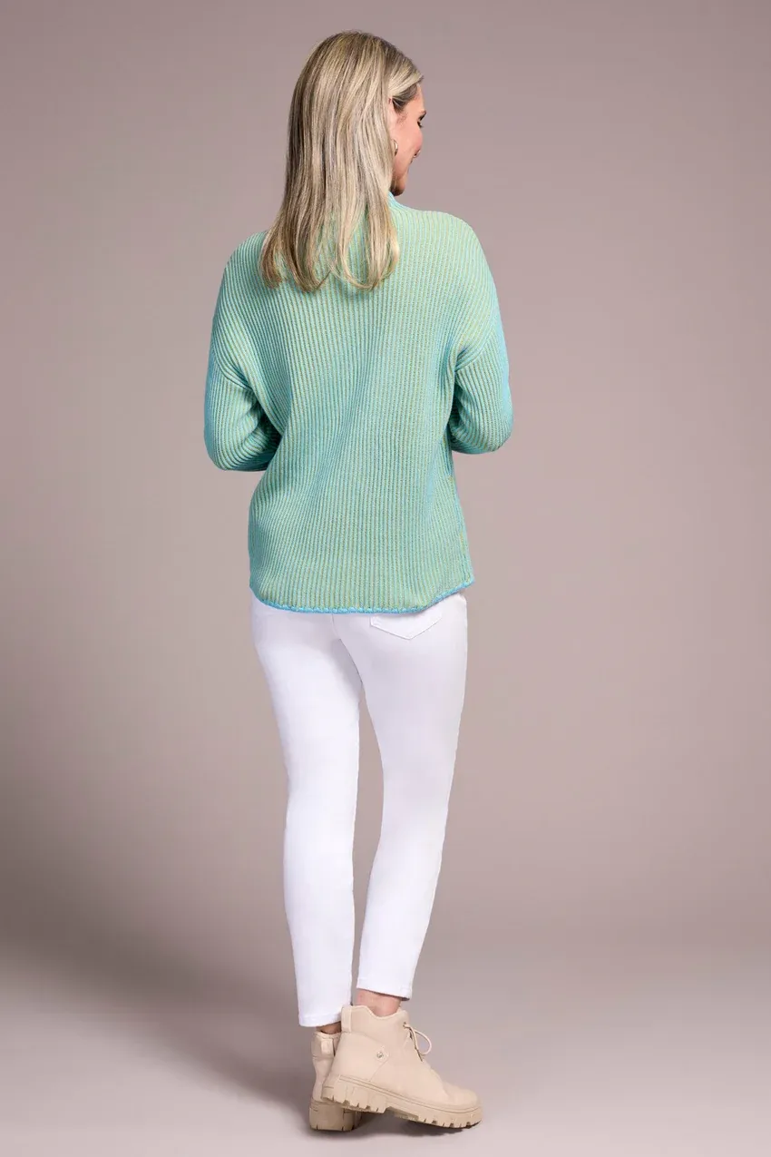 Tribal Flora Funnel Neck Sweater - Mist Blue sold by Boutique with Grace product image thumbnail 4