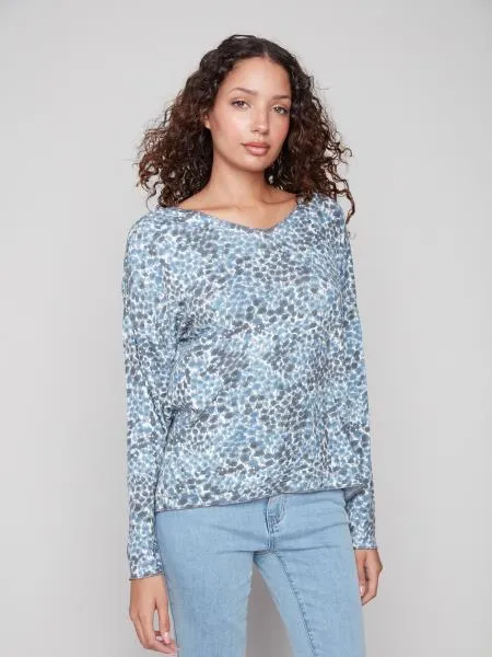 Charlie B Printed V-Neck Top - Ditsy sold by Boutique with Grace