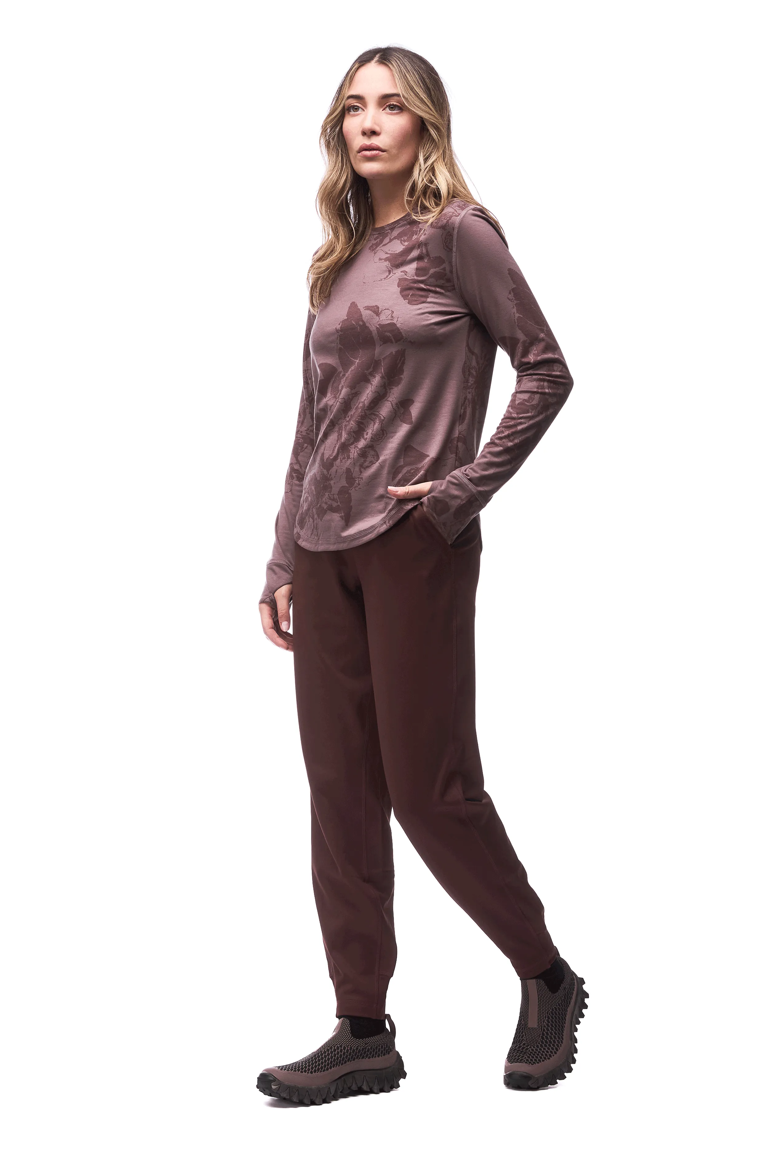 Indyeva Novara II Long Sleeved Tee - Dark Bark Pivoine sold by Boutique with Grace product image thumbnail 2