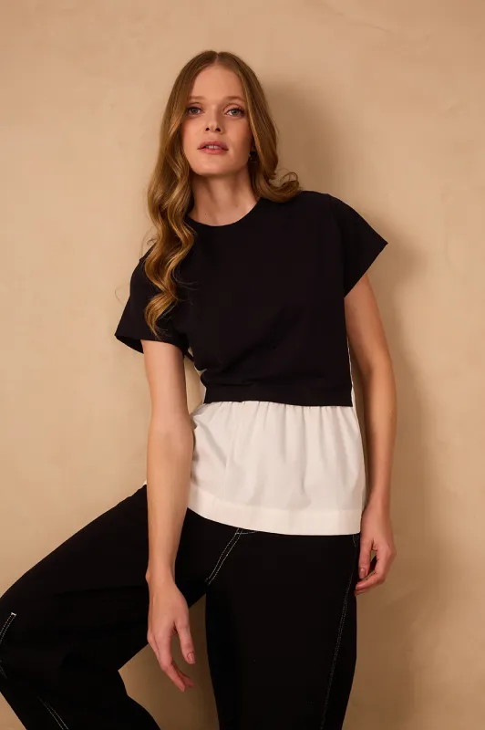 Dress To Layered Tee - Black/White sold by Boutique with Grace